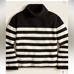 J.Crew Wool and recycled cashmere relaxed turtleneck in black and white stripe